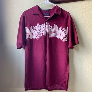 Nautica maroon button down Hawaiian shirt